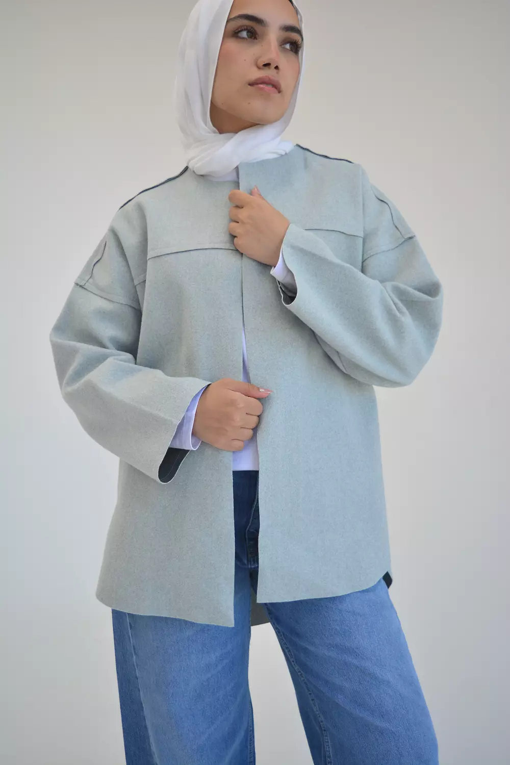 EARTHY Jacket in mint gray 3