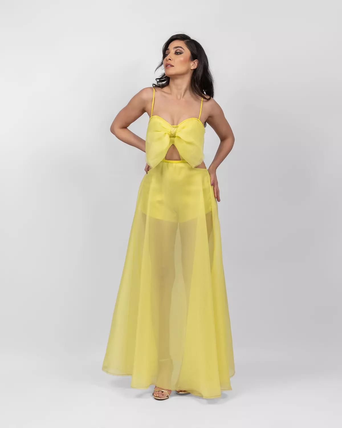 Exquisite Yellow Cutout Dress hover image