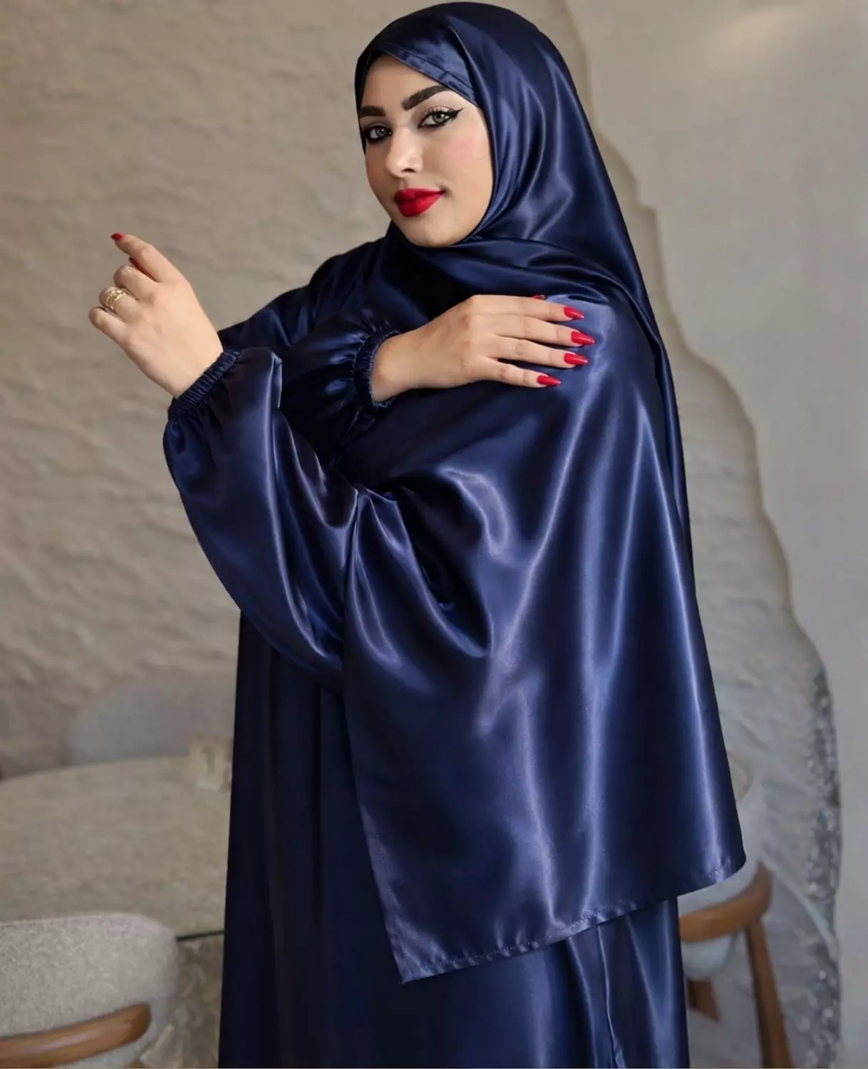 Satin Maxi Isdal with Attached Hijab 5
