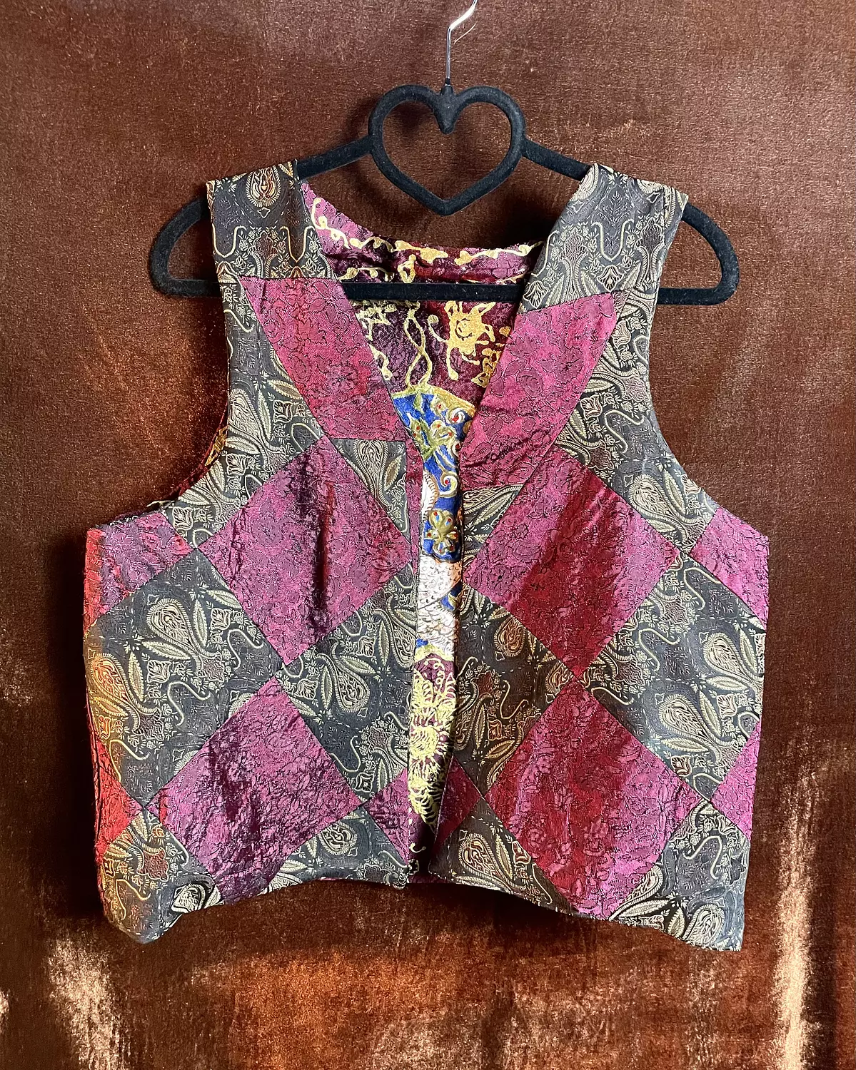 “Golden Era” recycled handmade reversible vest 6