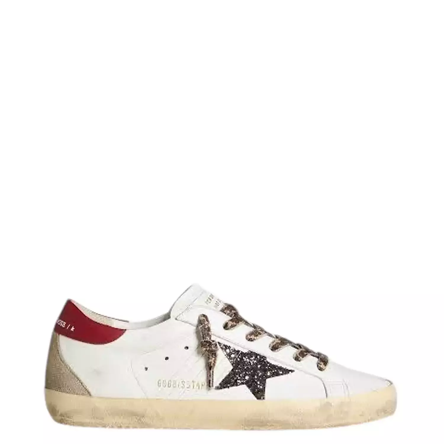Golden Goose Super-Star in nappa with glitter star and red nappa heel tab image