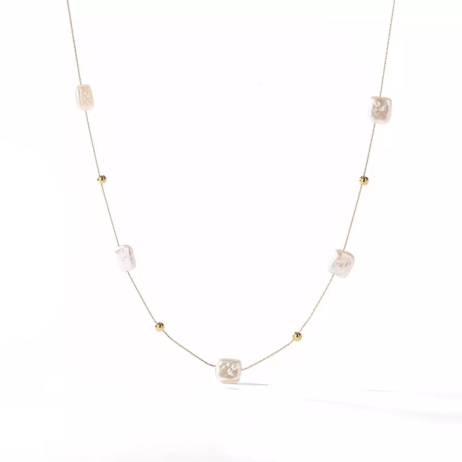 Square pearl chain necklace  4