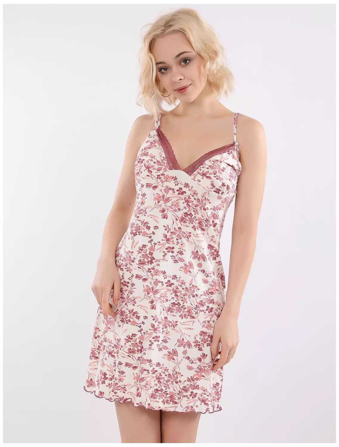 Cherry Blossoms V-neckline Night Dress 4