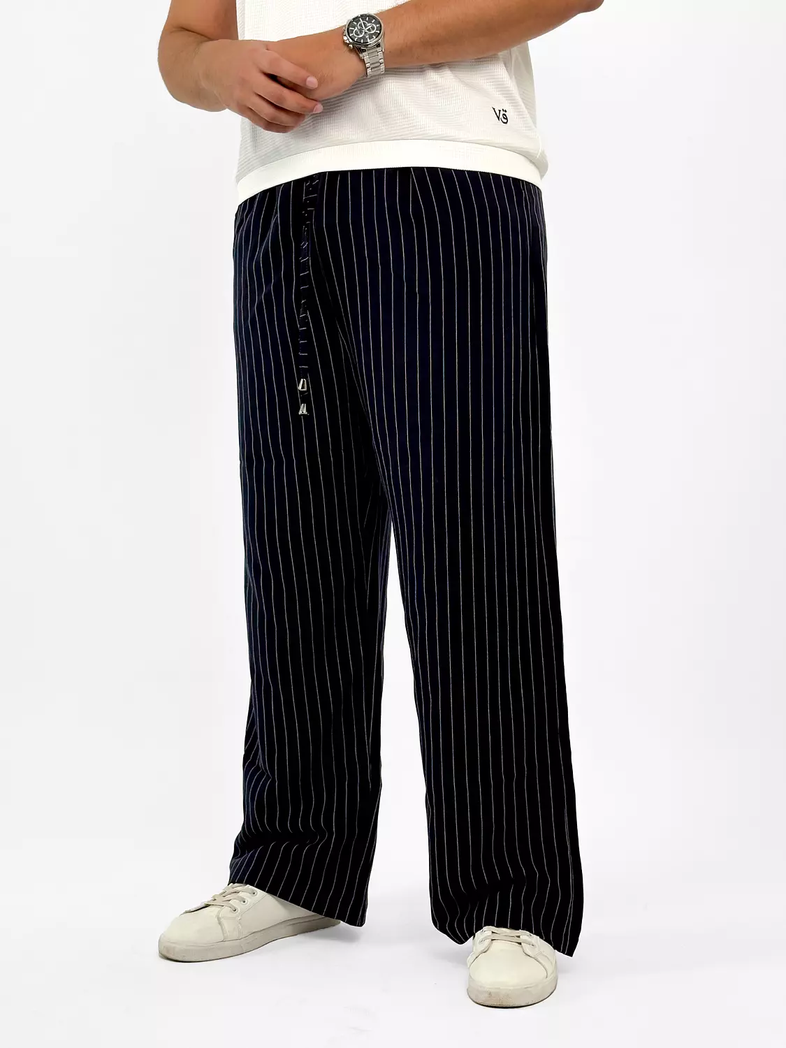 Wide Leg Stripped Pants - Men 6