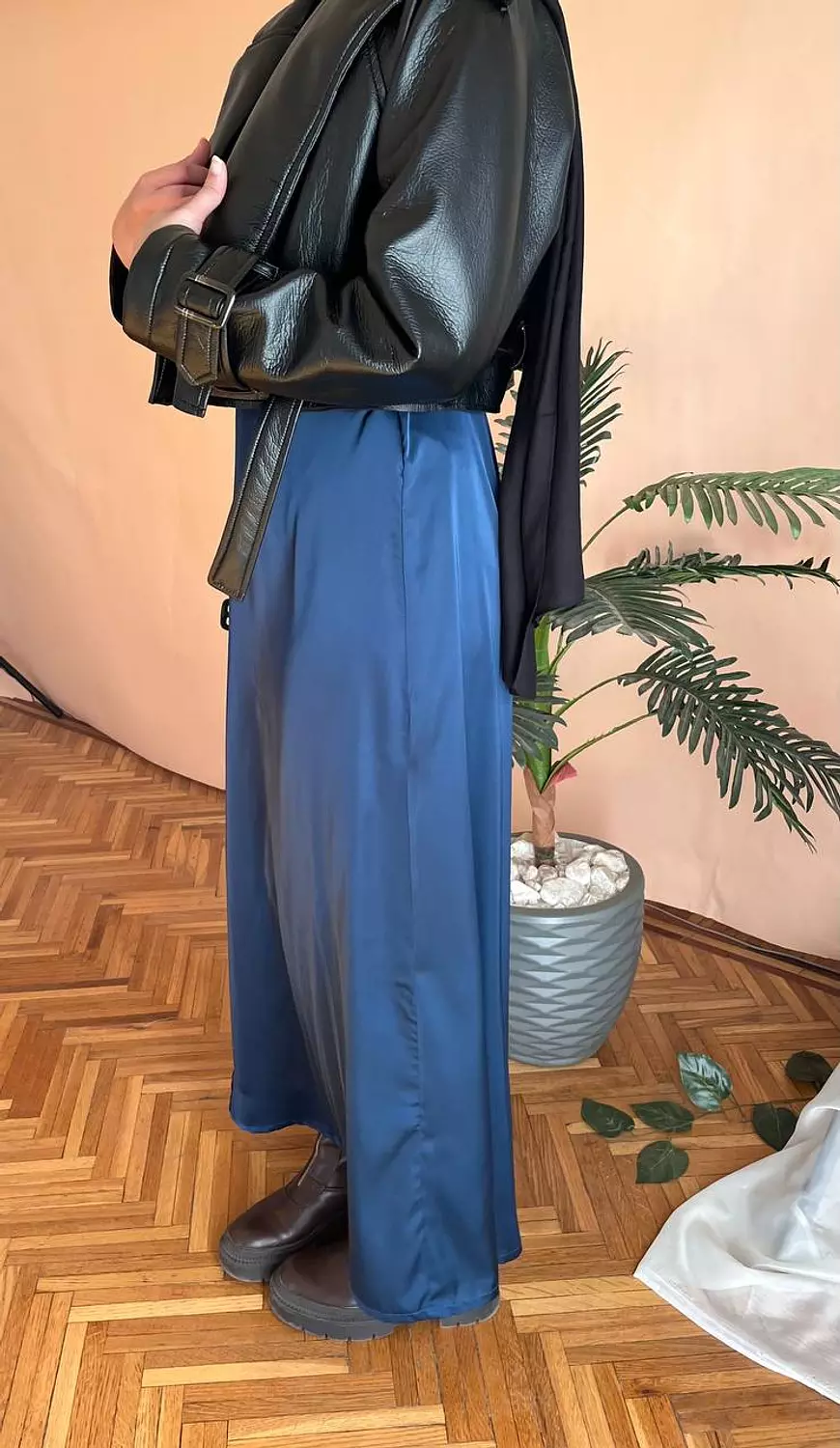 A-line Navyblue Satin Skirt - new addition   1