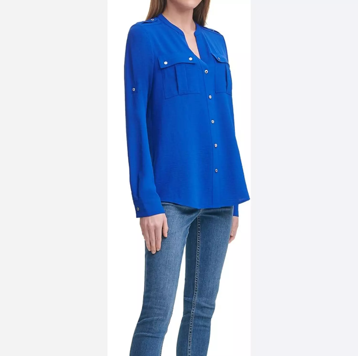 Calvin Klein Women’s Utility Blouse – Royal Blue image