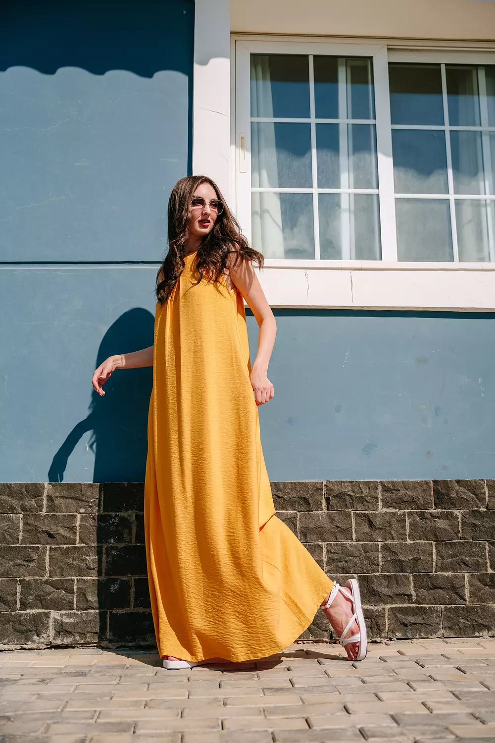 Basic Soft Linen Dress - Yellow 3