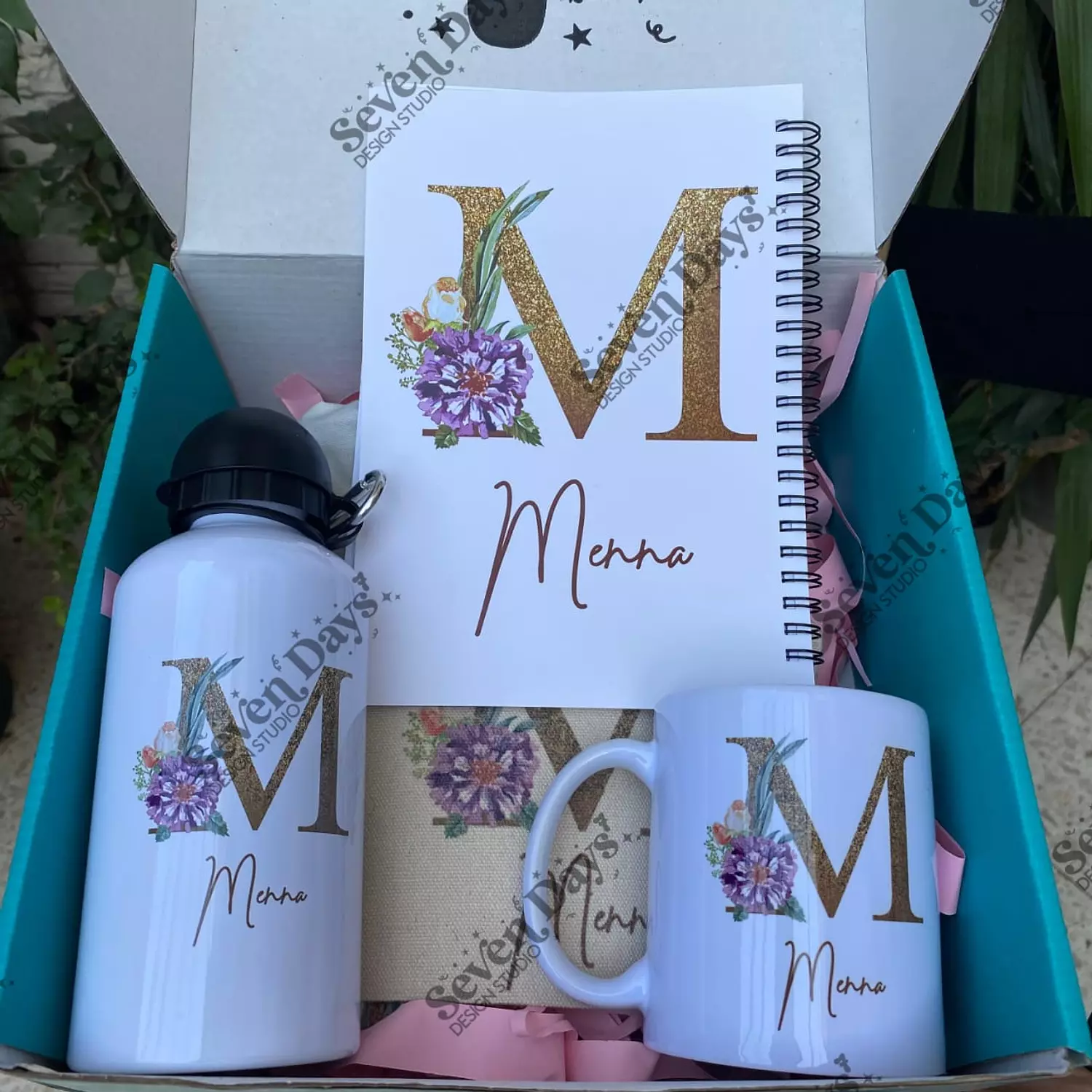 Gold Letters Flowers Gift Box  image