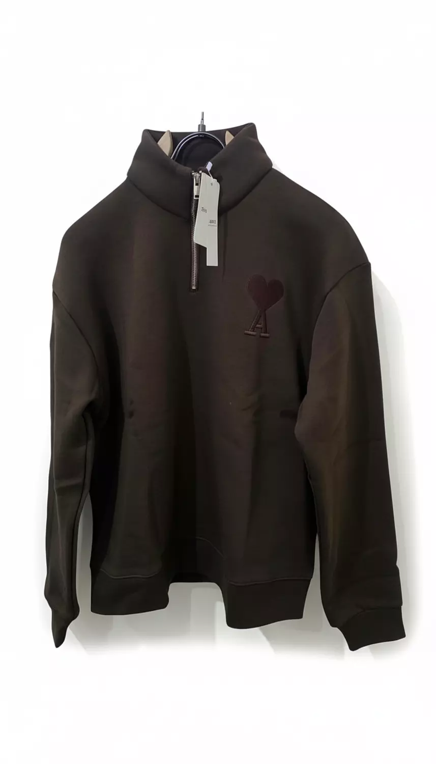 AMI du coeur sweater half zip brown 2