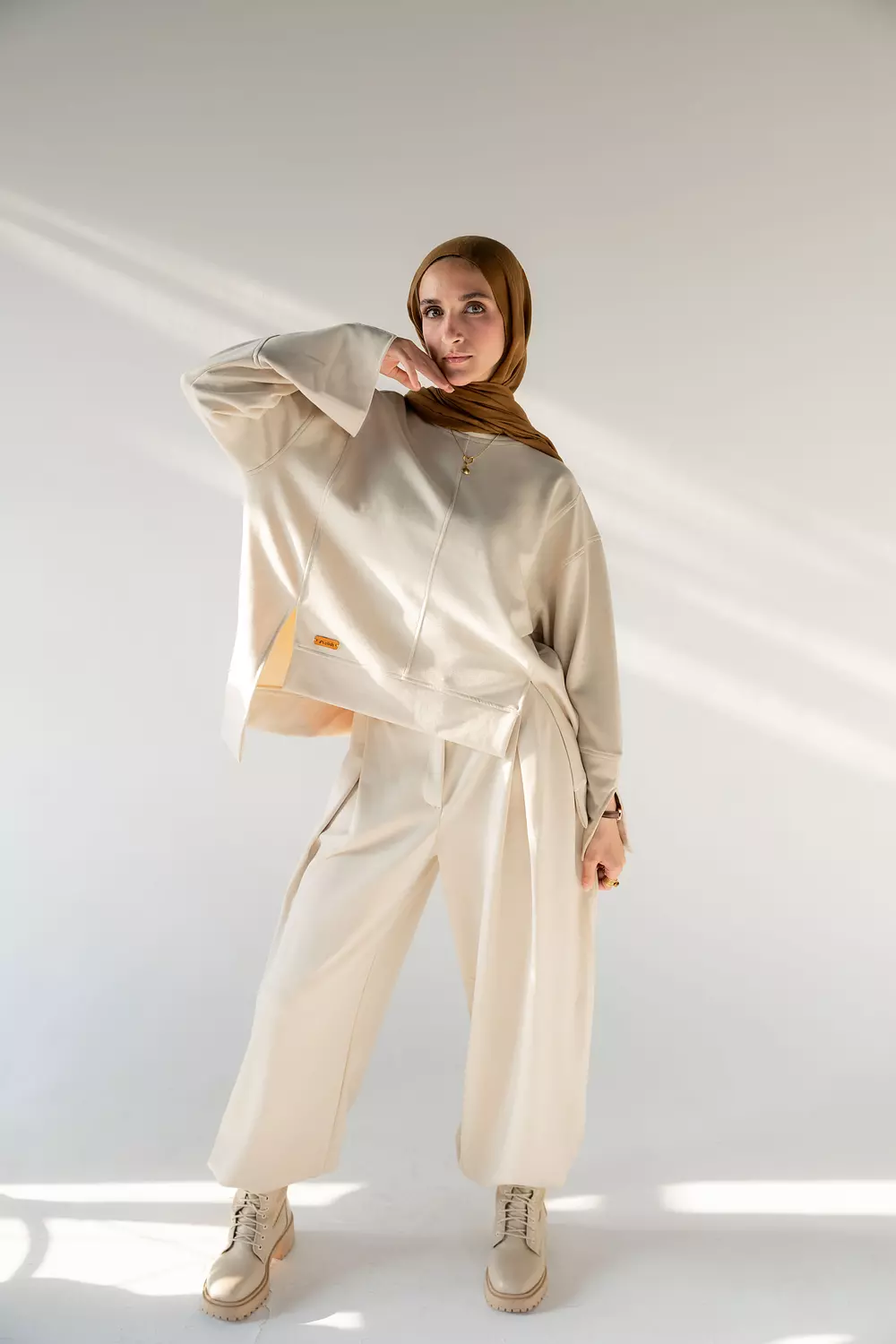 High Low Shirt in Beige image