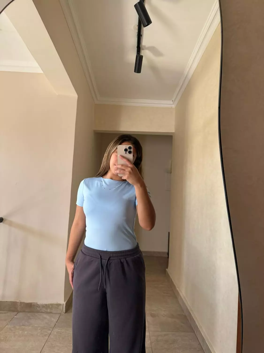 Short Sleeves Baby Blue Basic Top hover image
