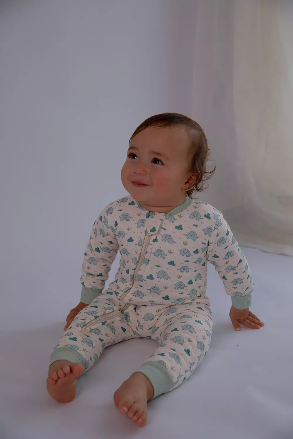 Premium Fur Fleeced Double Zipper "Snugglephant" Footless Onesie  2
