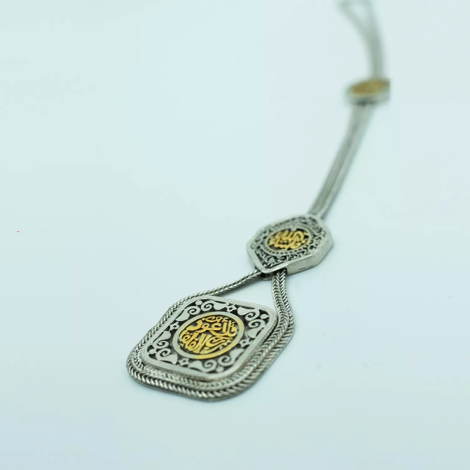 Two-layer copper necklace with a Roman chain, one meter long, gold and silver plated - 60 cm - Islamic 2