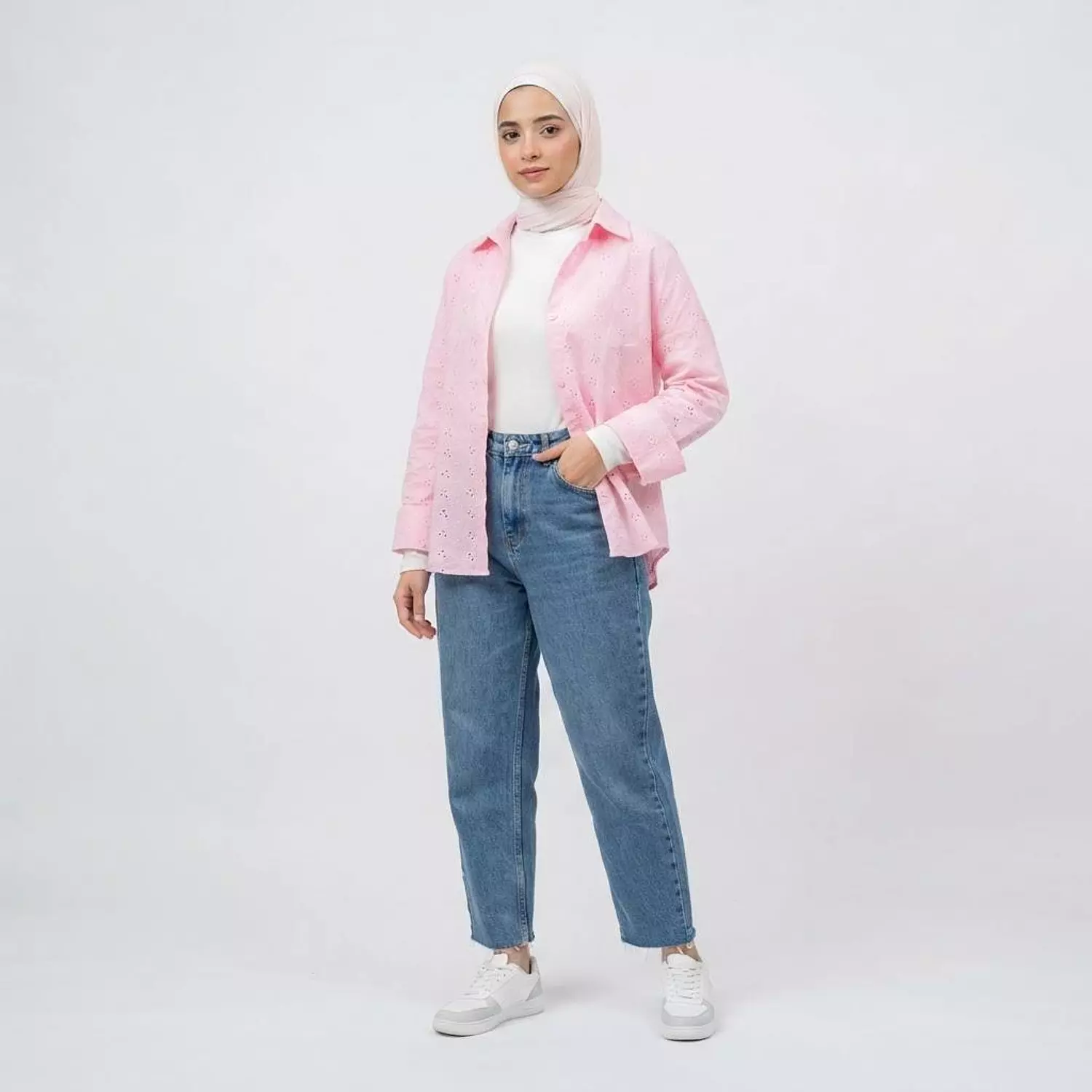 Eyelet Embroidered Shirt Jacket 1