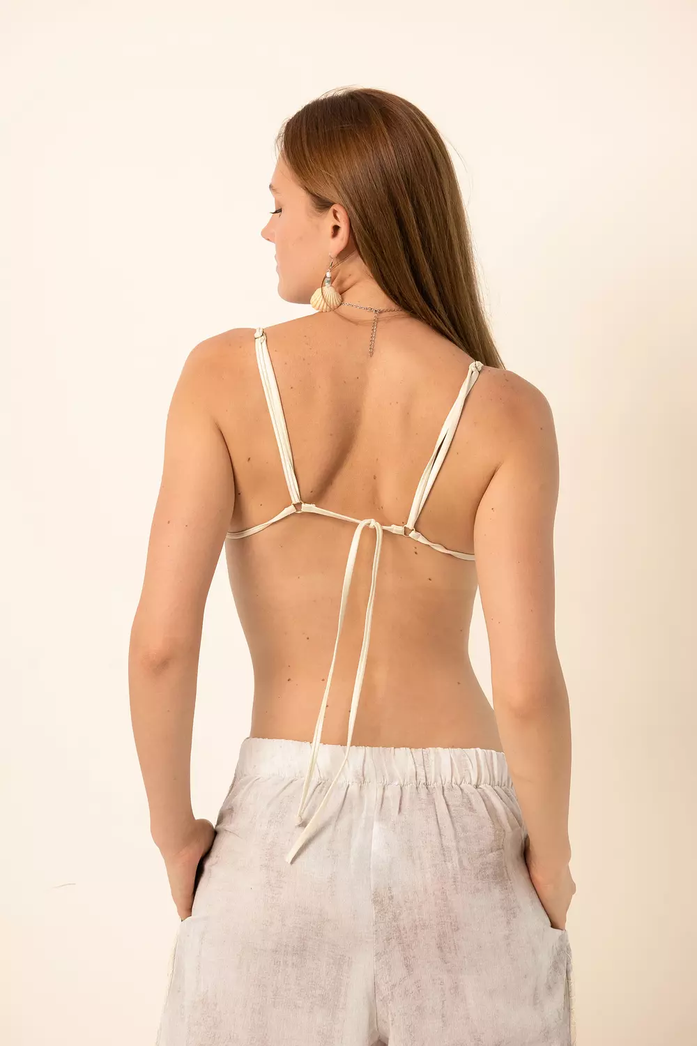 Wide-Leg Pants with side slits - White 3