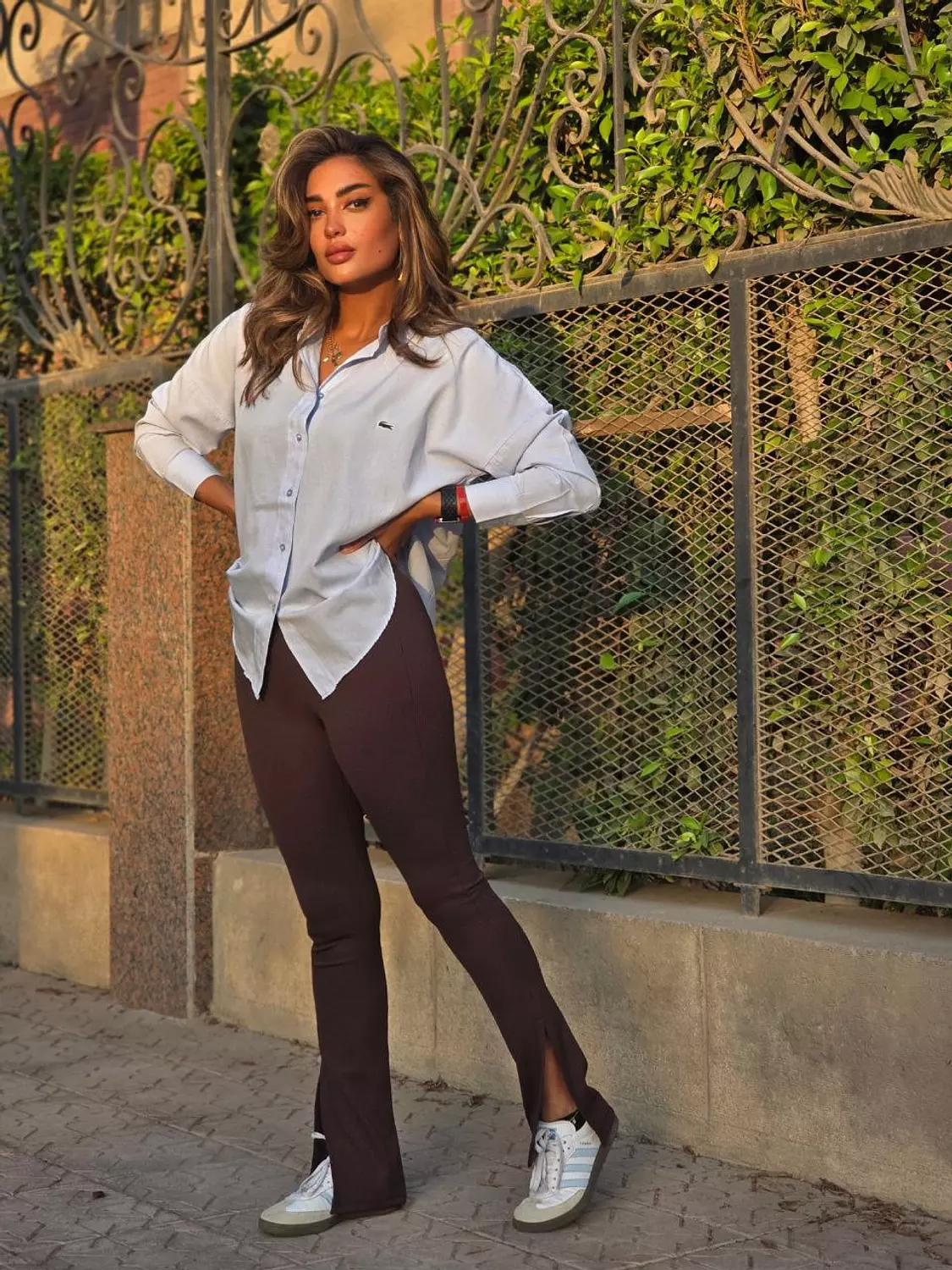 Body Shaper Cotton Ribbed Flare Pants with Side Slits  image