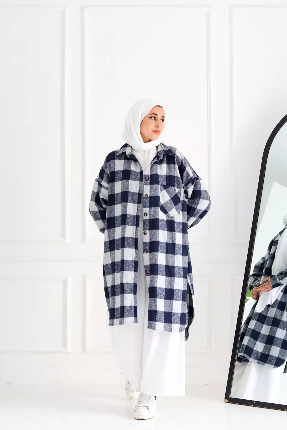 Blue Checkered Oversize Shirt 4