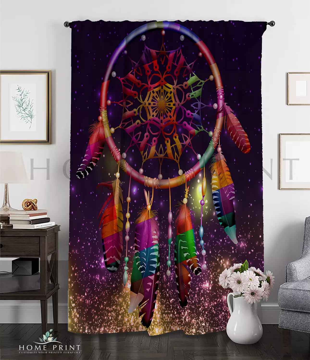 Velvet Curtain -  Dream Catcher - Multi Colors - Degrade background  image