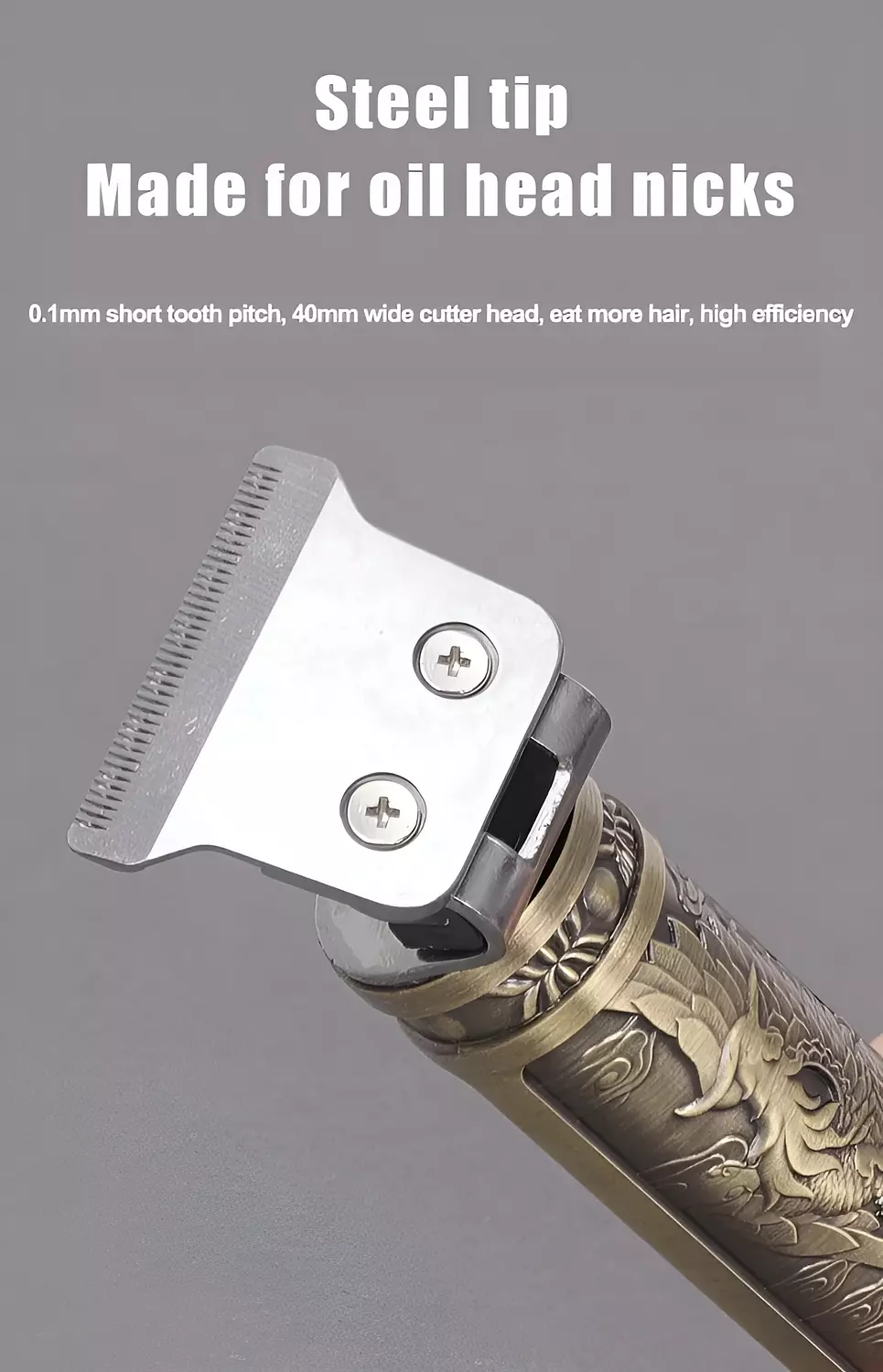 Kemei KM-T9 Gold Trimmer with LED Screen USB Charging 4 Combs 5