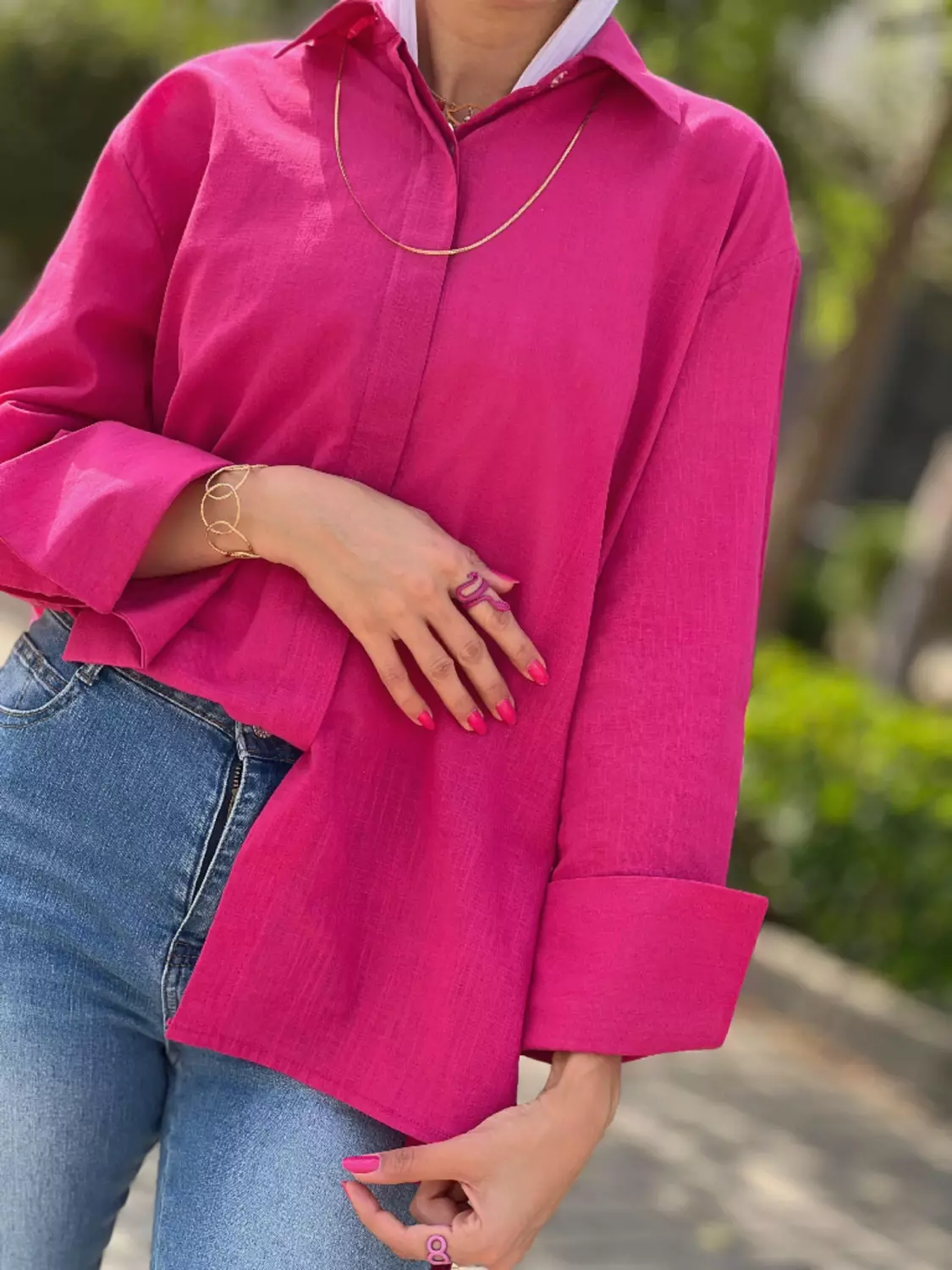 hot pink linen cotton shirt 2