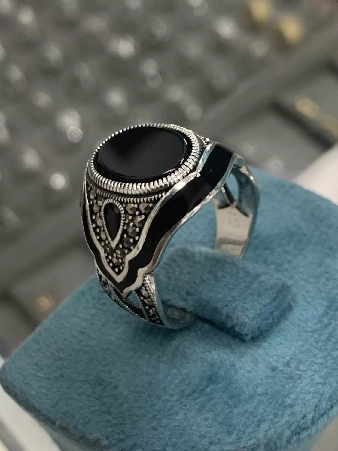 Black stone ring size 27 hover image