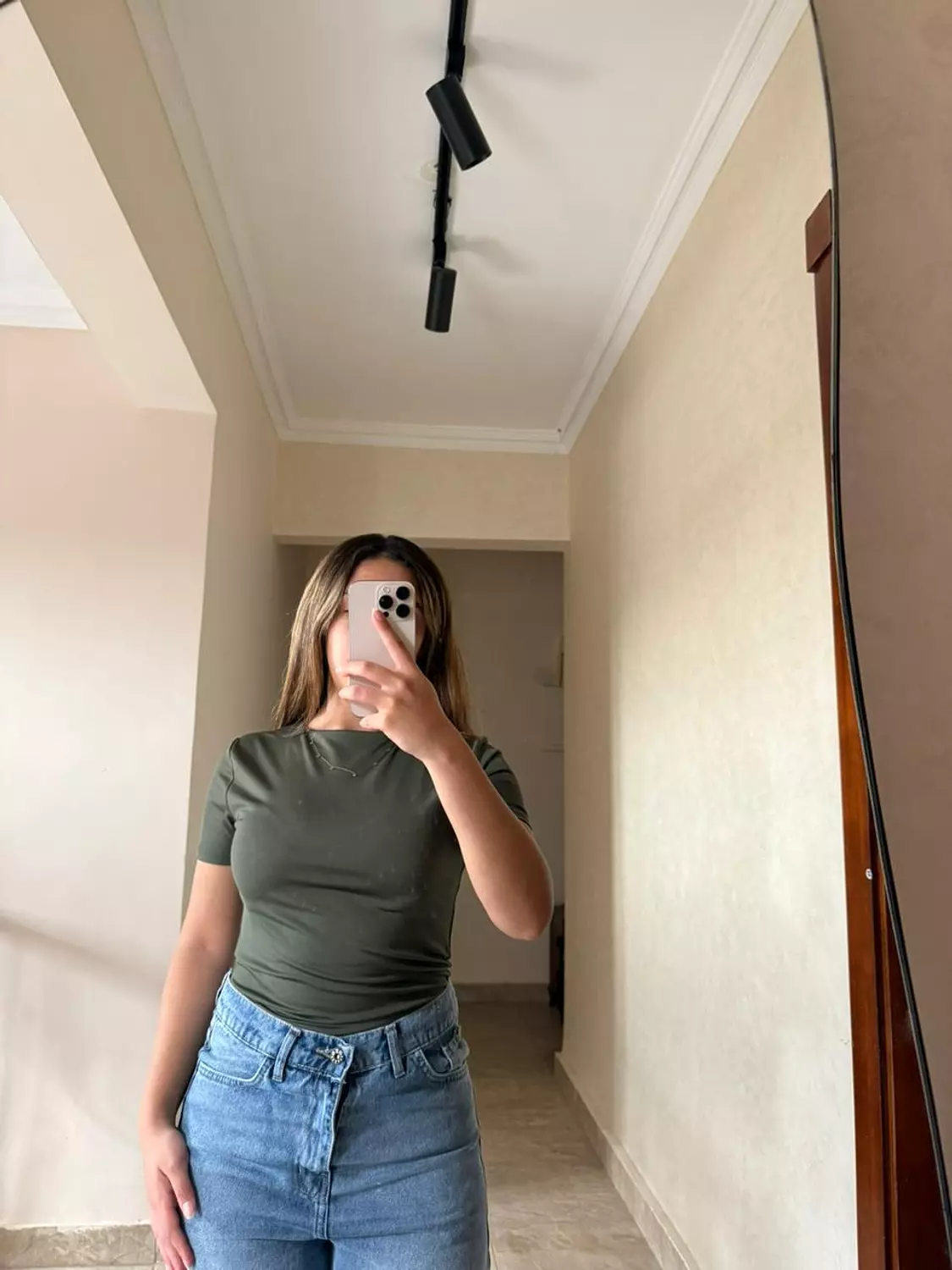 Short Sleeves Olive Basic Top hover image