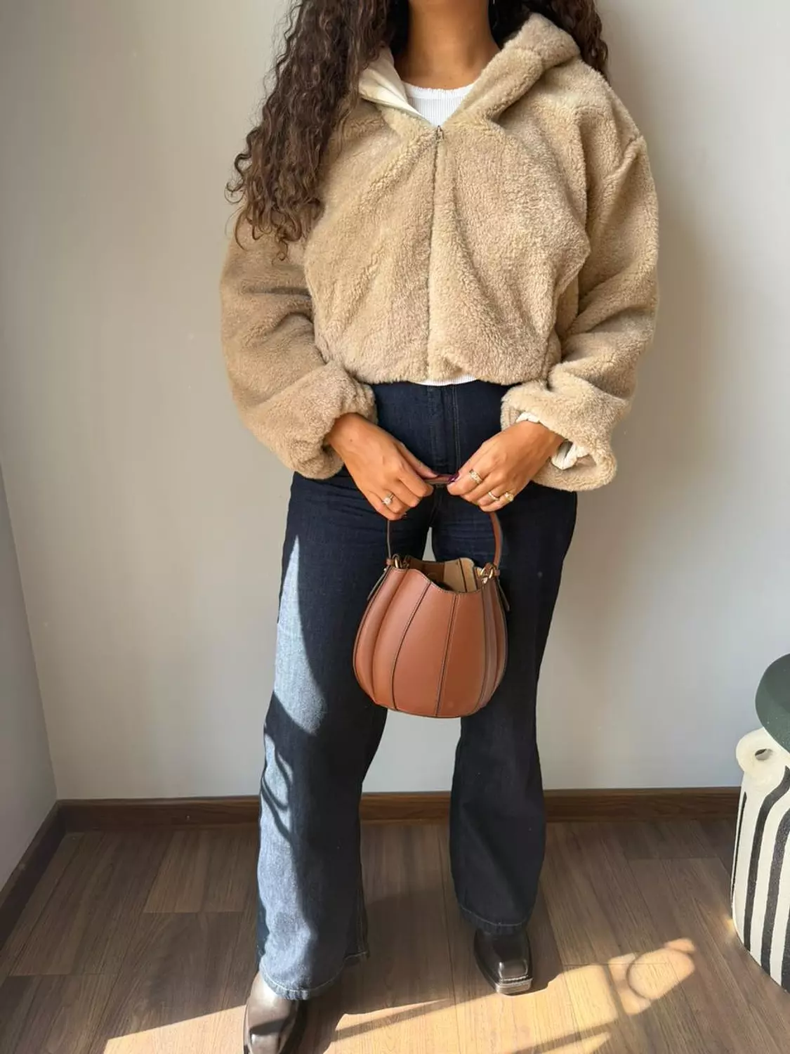 Beige Faux Fur Jacket 3