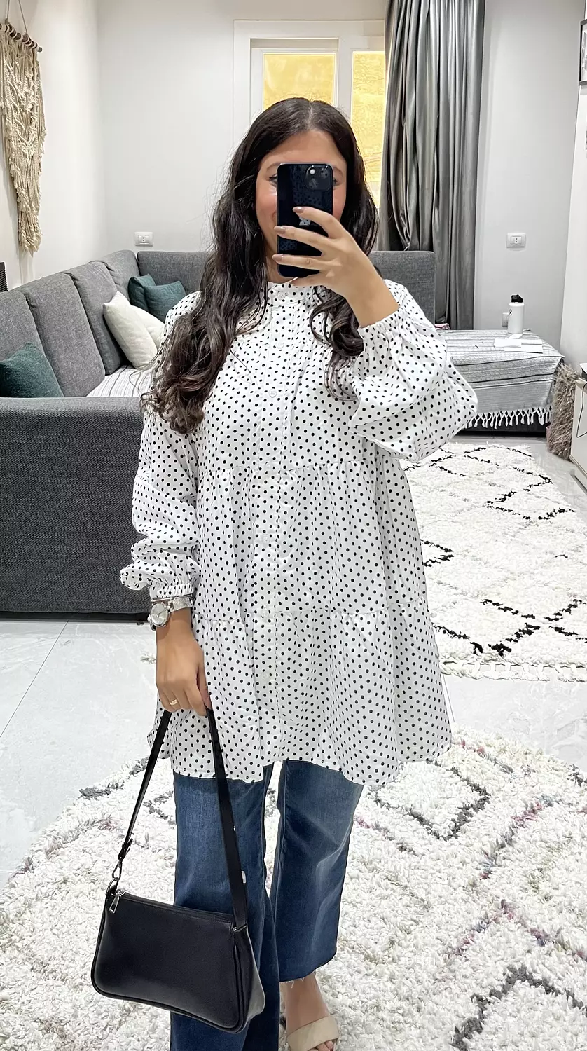 Ruffled Polka Dots Blouse 🤍  7