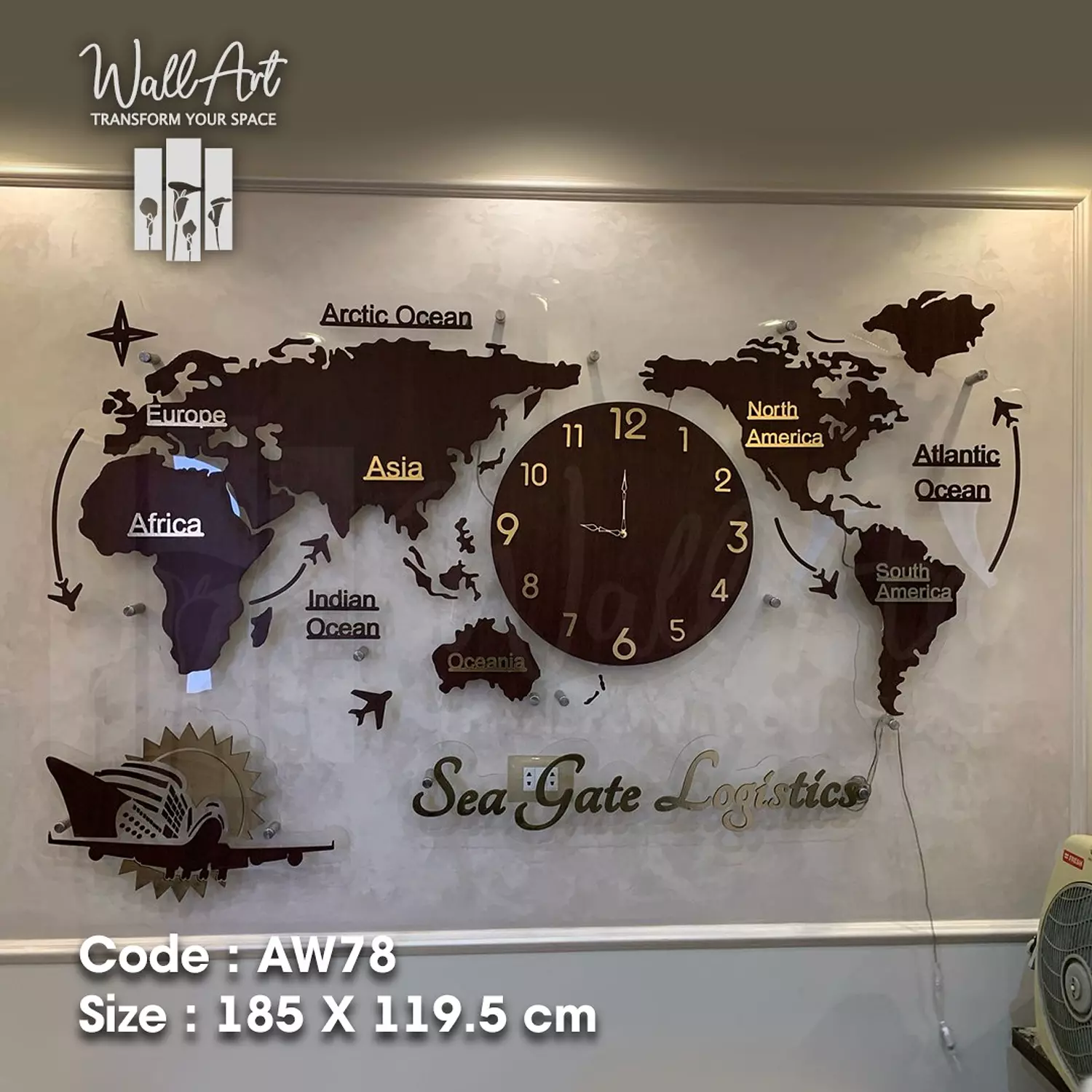 AW78-Lighted Acrylic World Map 3