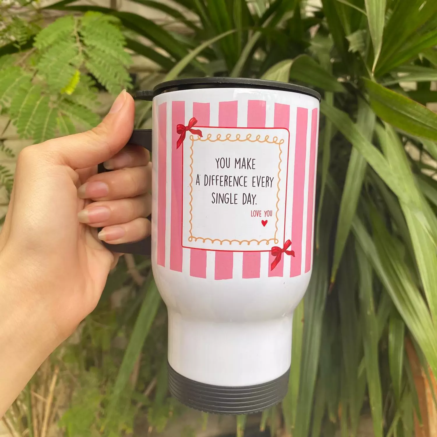 Pink Strips Travel Mug  image