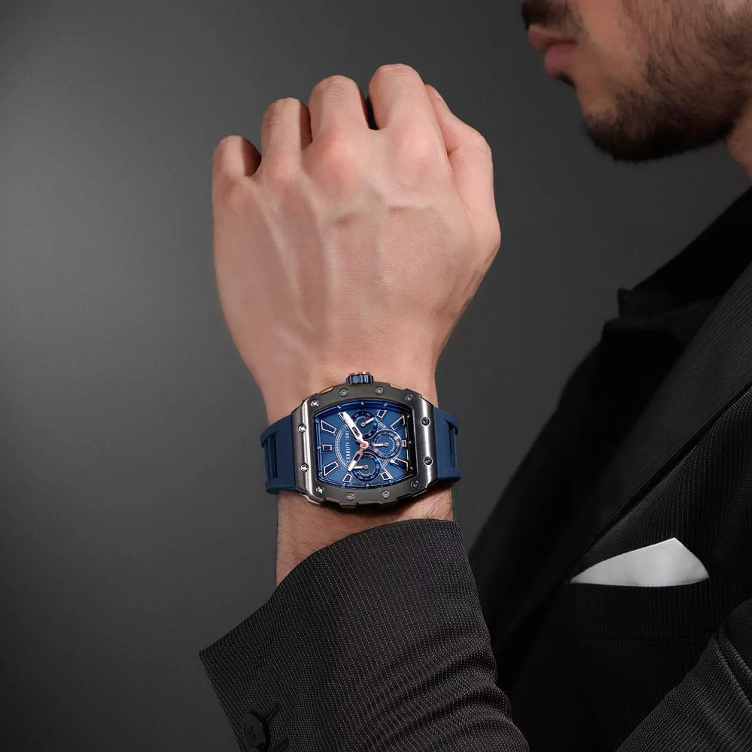 Cerruti 1881 Tonneau Blue Chronograph CIWGO0085402 4