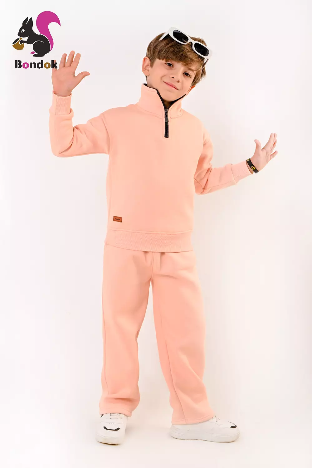 BONDOK Kids Tracksuit Set – Boys ¼-Zip Stand-Collar Sweater & Jogger Pants, Comfy Fit – Ages 4–14 5