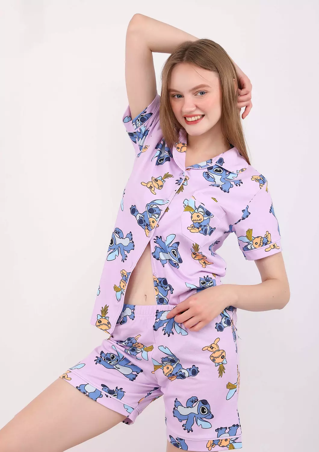S514 LILO AND STITCH BUTTONED SHORT PAJAMA SET  7