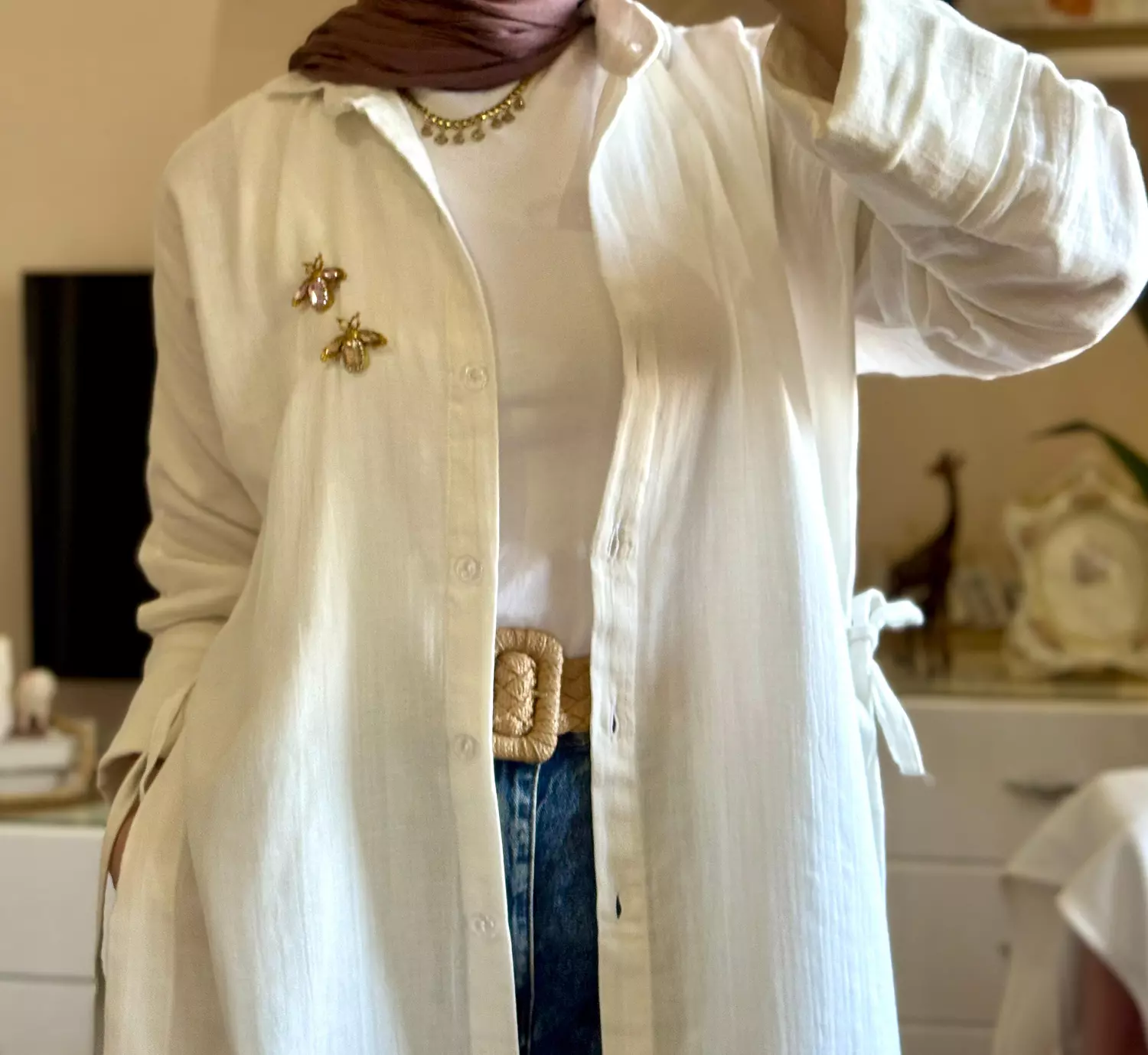 Lina Shirt Dress in off-white  1
