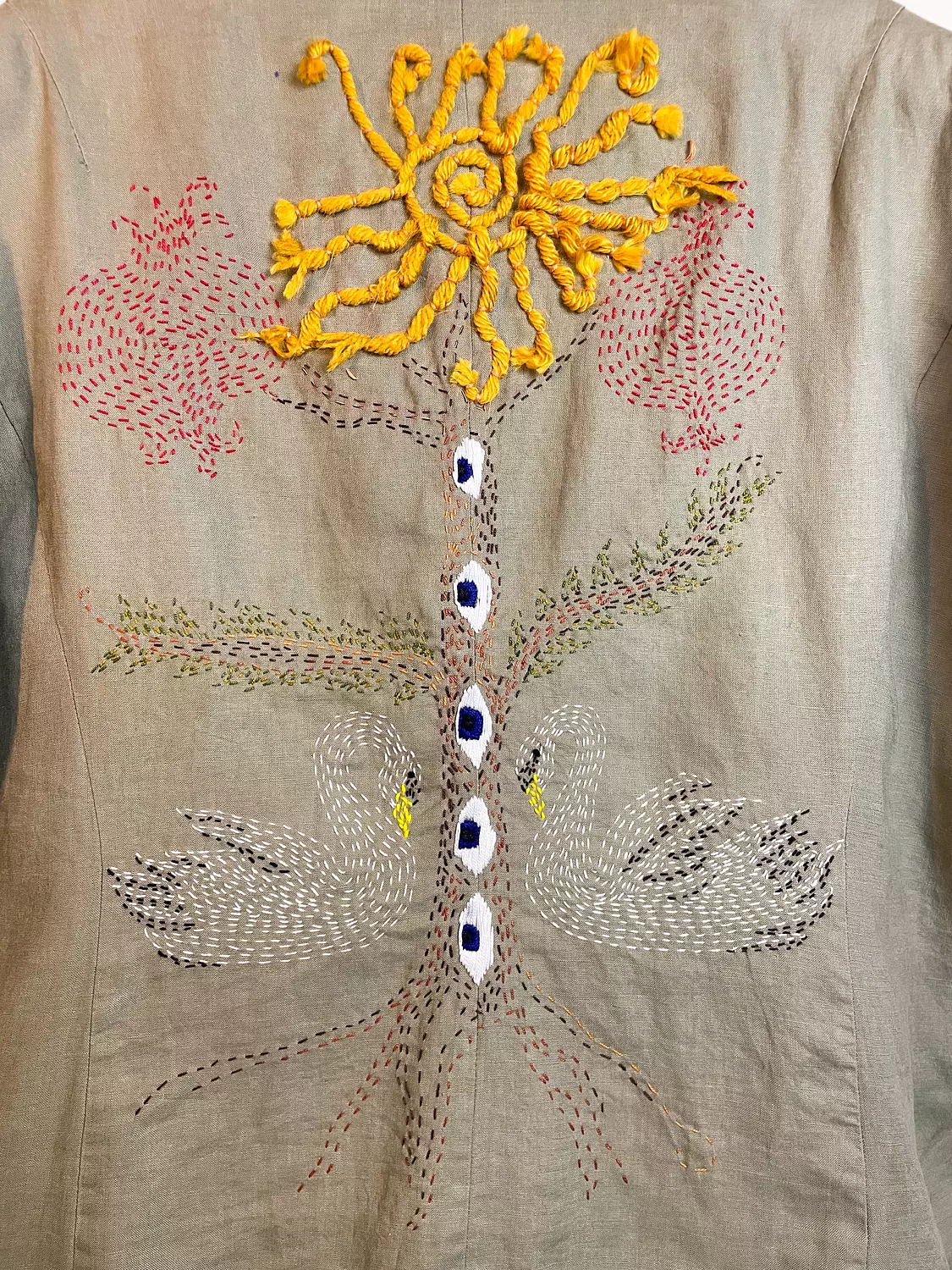 Hand-Embroidered Linen Blazer 2