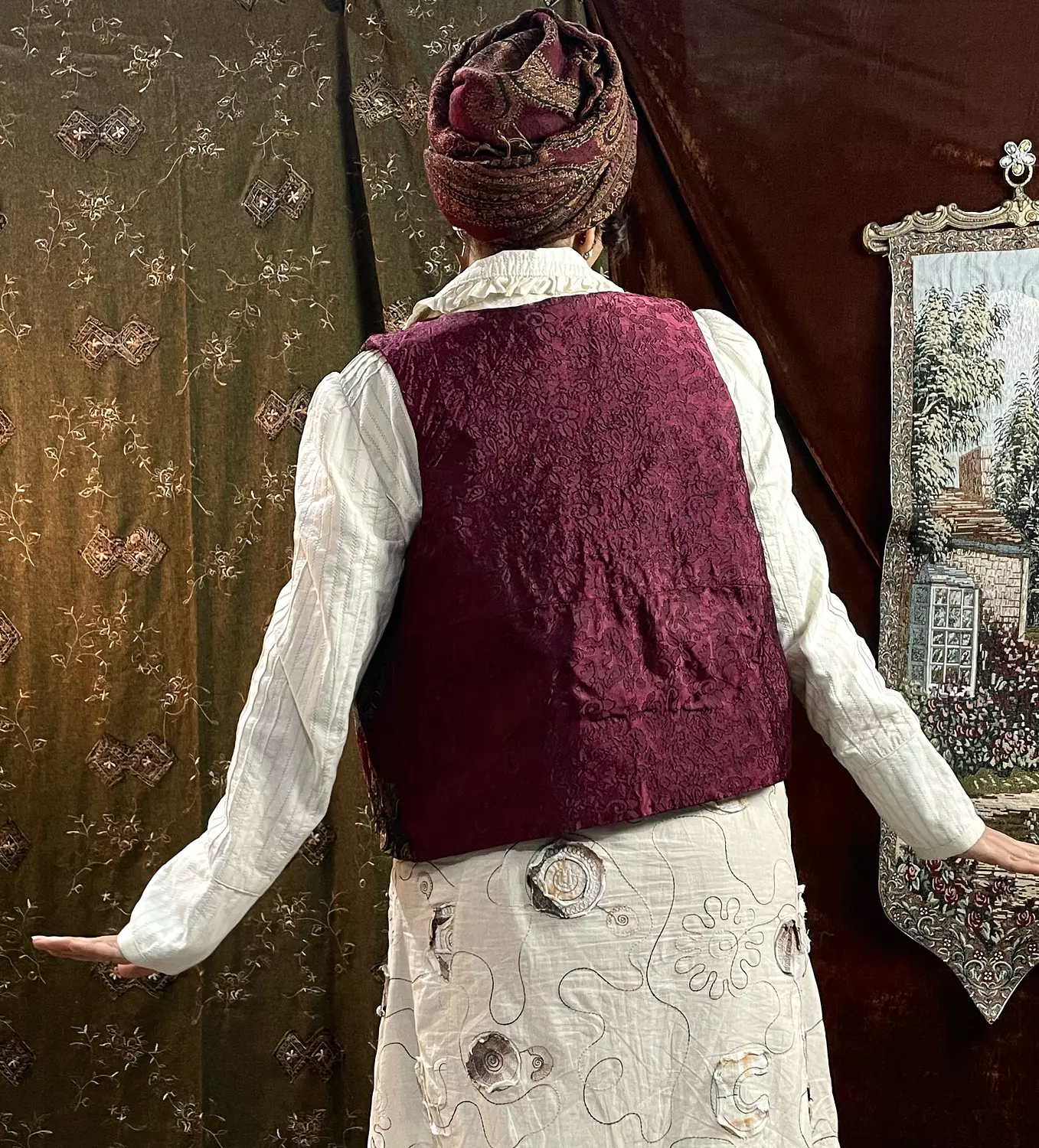 “Golden Era” recycled handmade reversible vest 3