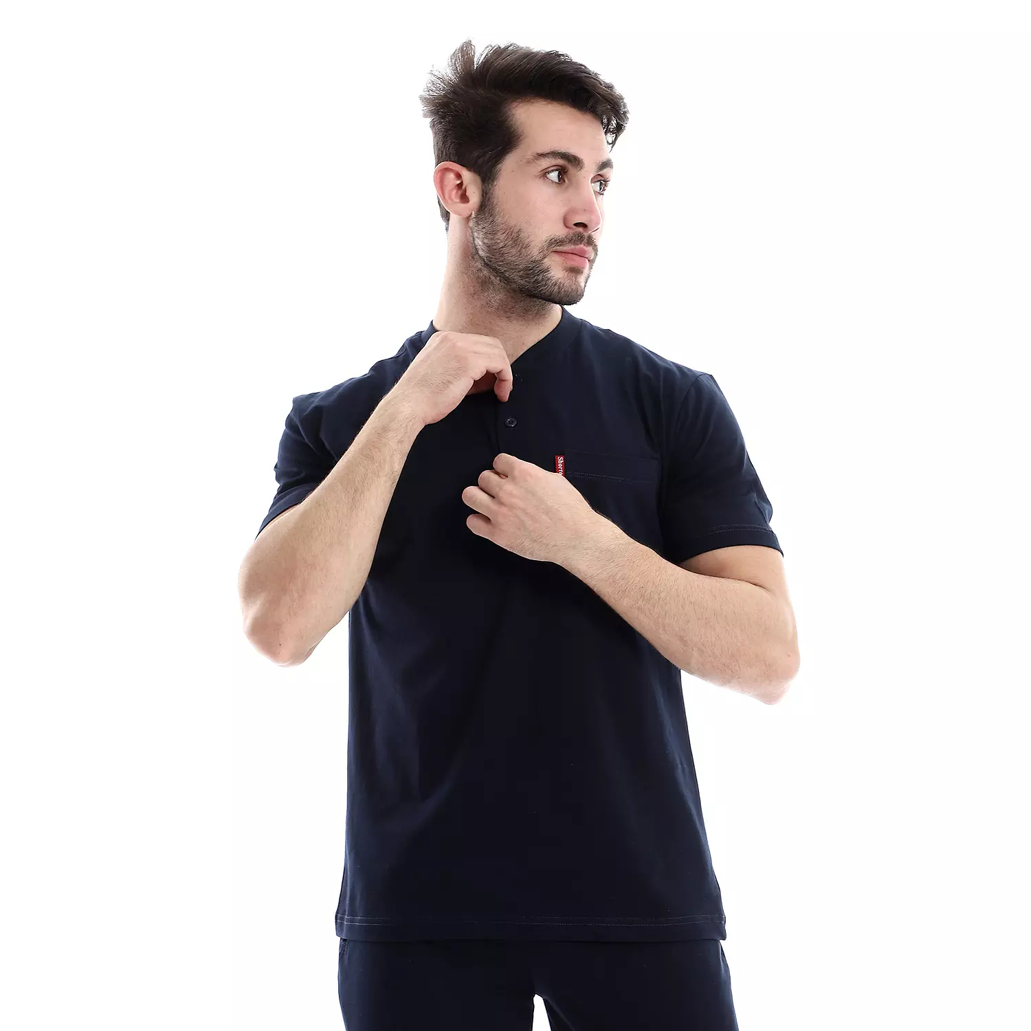 Men Cotton Plain T-Shirt - 4037 - Dark Blue hover image