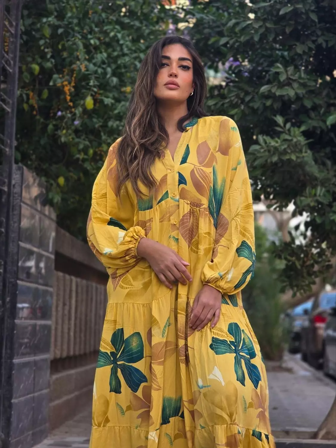 Yellow floral dress  4