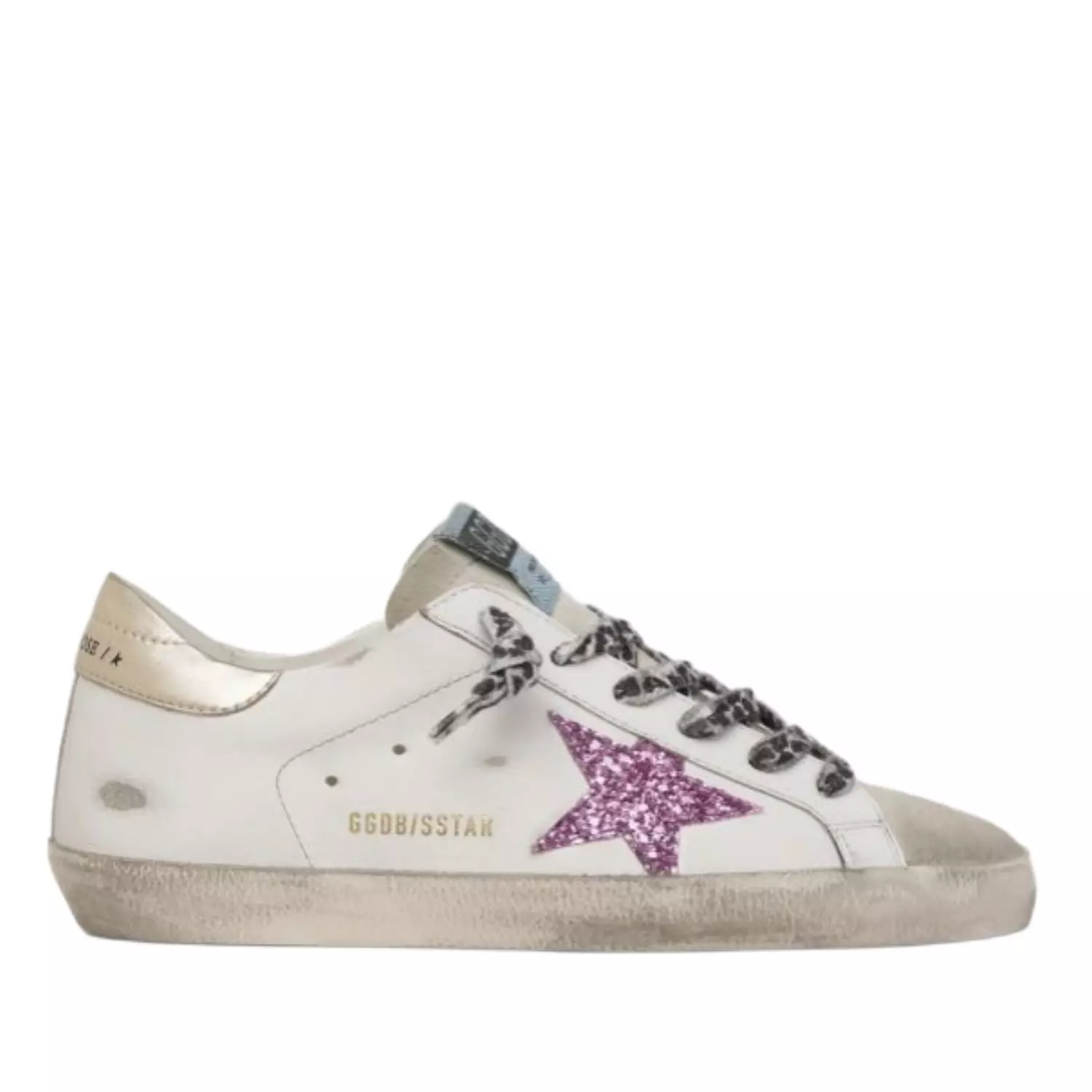 Golden Goose Super-Star Leather Sneakers with Pink Glitter Star image