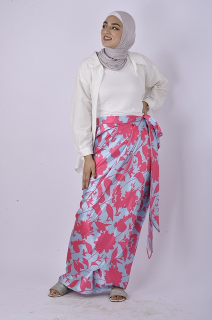 Pink/blue wrap skirt image