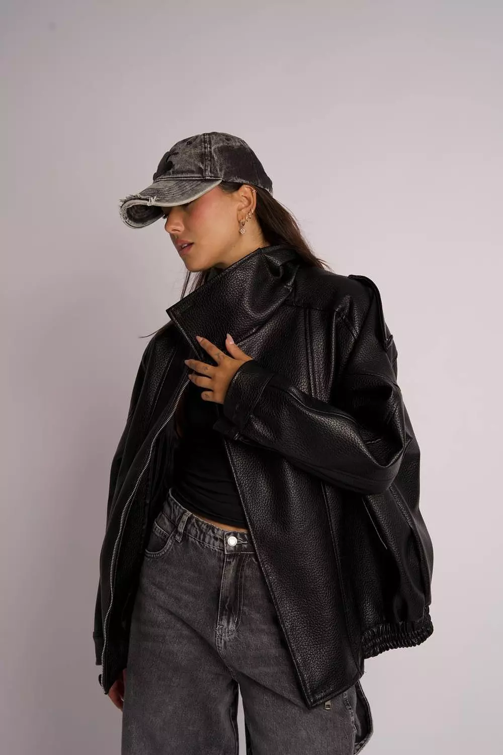 Collar Leather Jacket hover image