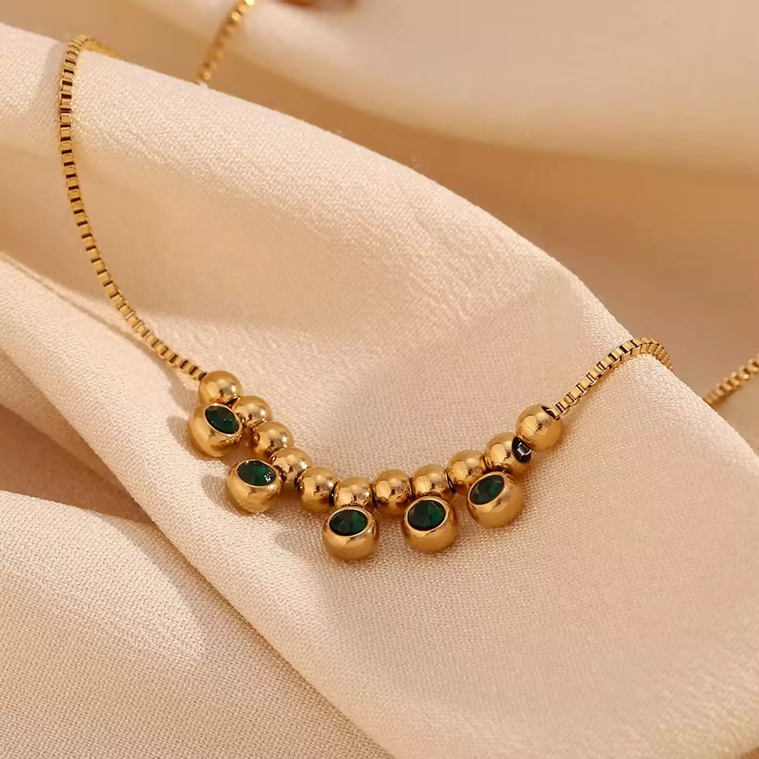Green Zircon charm anklet 6