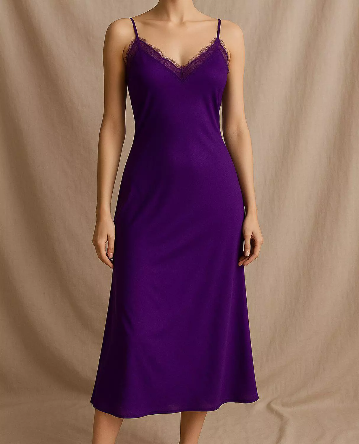Long silky satin lingerie with Lace from Max   sizes image