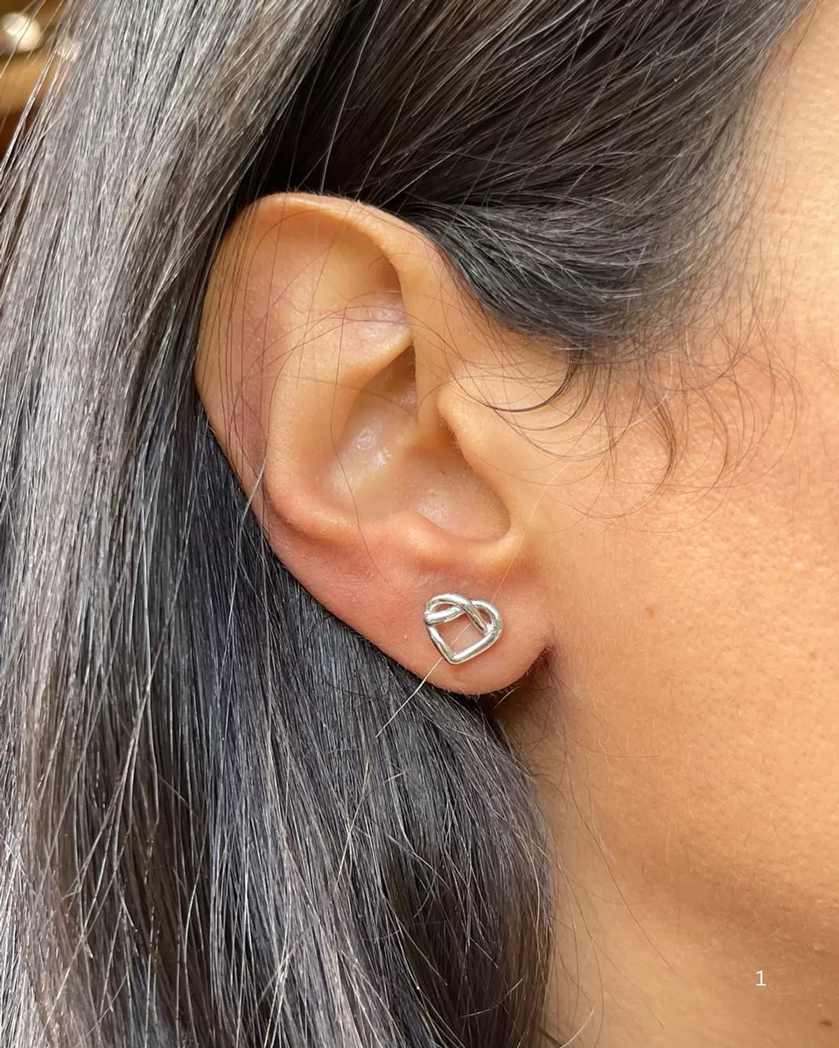 Plain heart silver earrings image