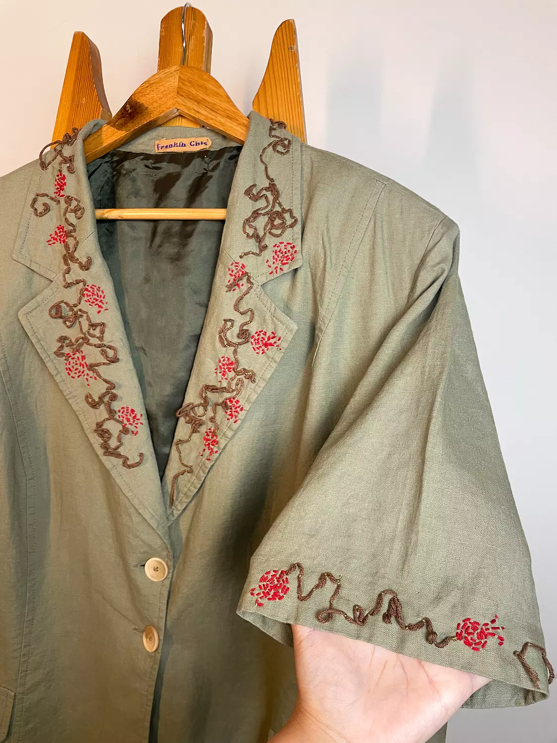 Hand-Embroidered Linen Blazer 4