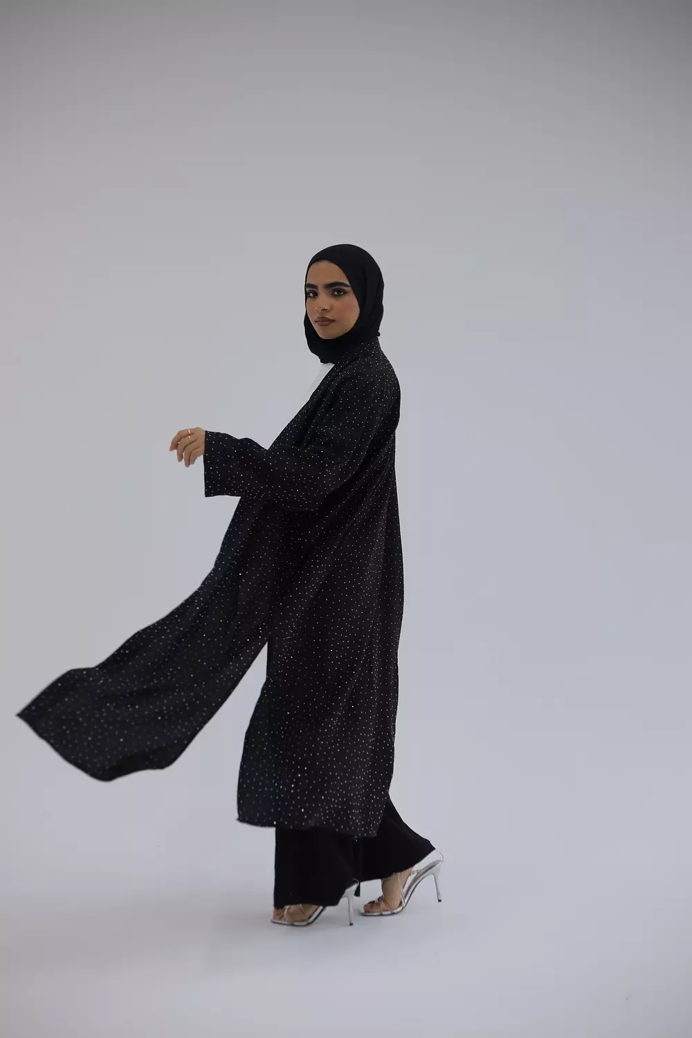 Black cardigan with silver beads 1