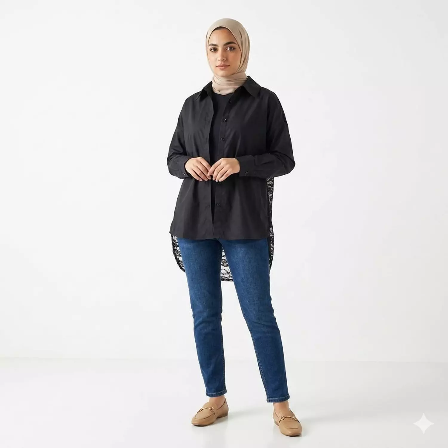 Longline Shirt with Lace Back Detail image