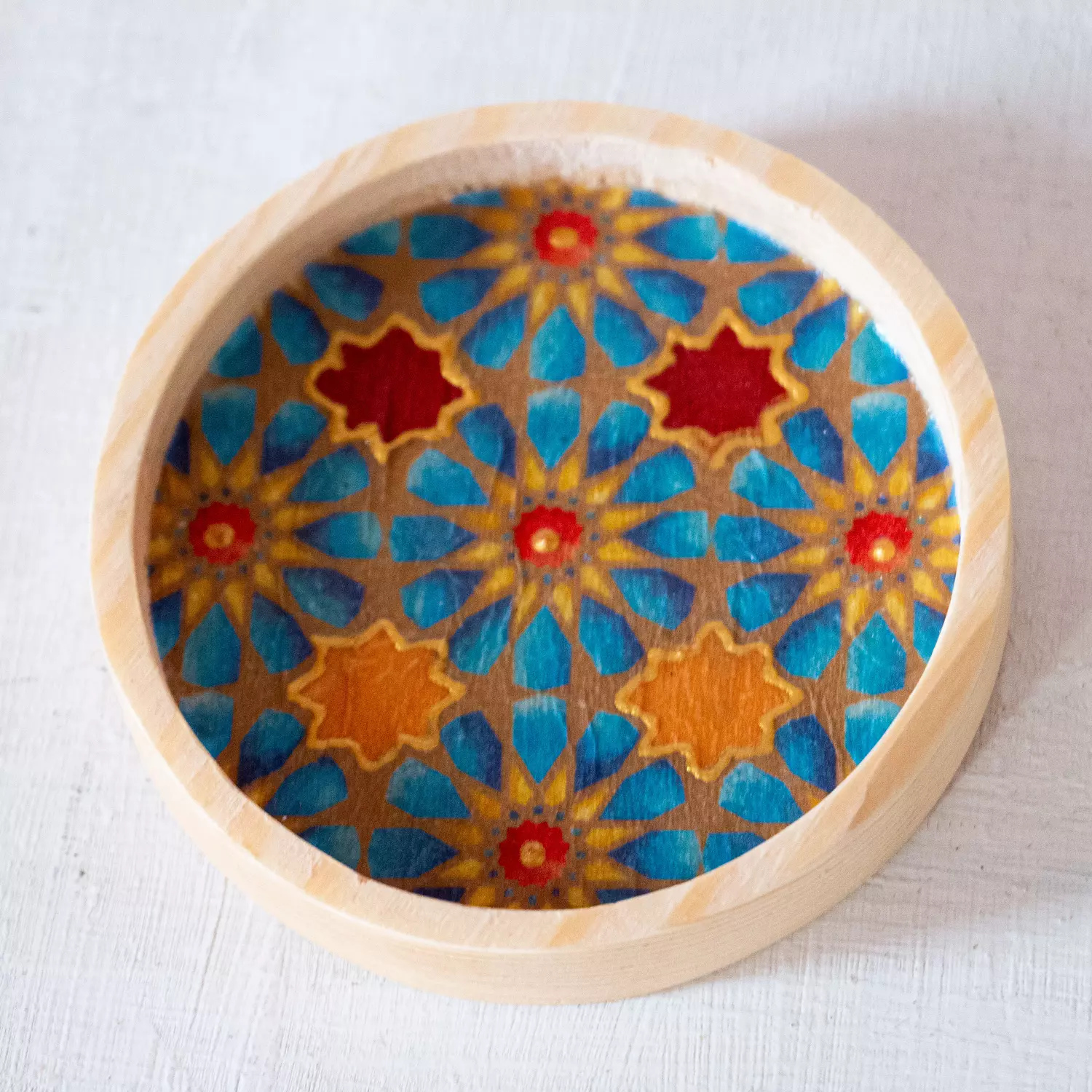 Arabesque Glass Cup Wooden Coaster - Per Piece 5