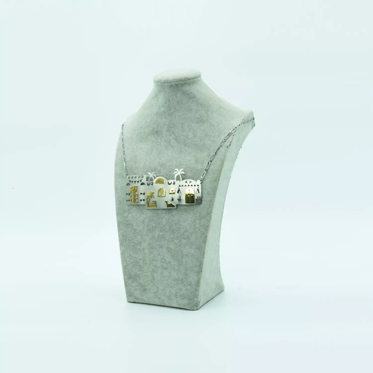 Copper necklace, 4 layers of gold, silver and platinum plating - 50 cm - Ancient Egyptian hunting trip 6