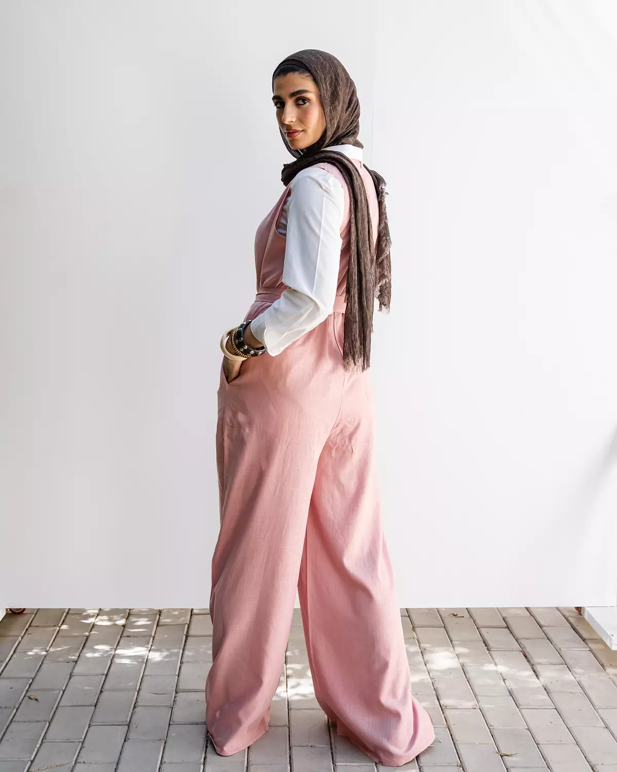 Linen Jumpsuit in Blush 2
